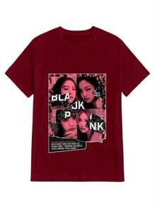 Kpop Unisex T-Shirt 100% Cotton NEW! - 紫紅色 - 查看 2