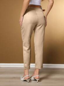 Women's Basic Straight Tailored Dress Pants - Beige - View 2