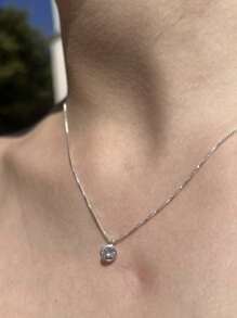 Round Point Of Light Necklace 925 Silver - Bạc - Xem 2