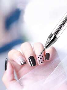2 piezas Doble cara Aplicador de Rhinestones y Bolígrafo de Punteado para Uñas, Bolígrafo Dual para Gemas de Cristal, Canutillos y Decoración de Uñas DIY, Herramienta de Manicura y Arte de Uñas