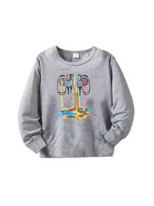 4pcs Tween Boys Video Game Print Long Sleeve T-Shirts For Tween Boys, Autumn, Sweatshirt - Multicolor - View 6