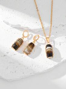 مجموعة مجوهرات جديدة للنساء تشمل قلادة وأقراط ، بأسلوب بوهيمي وسلسلة تحطيم، مناسبة للارتداء اليومي وكهدايا للمناسبات