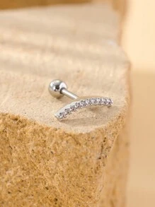 1 chiếc khuyên tai bằng thép không gỉ bằng hợp kim đồng, đính đá Zirconia, đơn giản và thời trang, trang phục hàng ngày cho phụ nữ, vàng và bạc - Bạc - Xem 8
