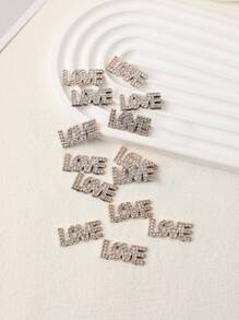 10 件爱心水钻字母电镀树脂首饰 DIY 发饰、手机壳贴纸 - 彩色 - 查看 8