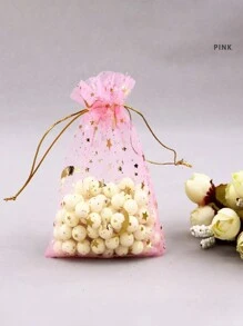 12 szt./48 szt. Woreczki z organzy ze ściągaczem z nadrukiem księżyca i gwiazd, Złote przezroczyste woreczki z organzy, Siatkowe torby na prezenty, Woreczki z nadrukiem kwiatowym ze ściągaczem, Na upominek na przyjęcie weselne, Prezent na słodycze na Boże Narodzenie, Nadaje się na kosmetyki, przyjęcie, biżuterię i święta, 3,5 x 4,7 cala (9 x 12 cm), Ramadan, Dekoracje na Ramadan, Eid Mubarak