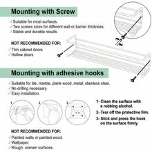 4pcs Kitchen Shelves, Metal Spice Rack, Wall, Hanging, Self-Adhesive Spice Rack - Black - View 11