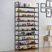 Meuble de rangement Porte-Chaussures - étagère à chaussures pour couloir structure en acier 10 niveaux noir - 100*30*176cm