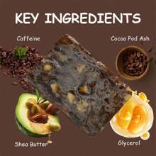 5.29 盎司非洲黑皂，咖啡香味香皂，含乳木果油、可可豆荚，适合所有皮肤类型，全身清洁和沐浴香皂 - 棕色 - 查看 3