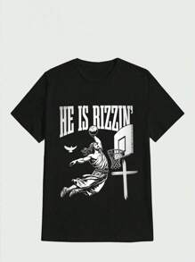 New Street Style Graphic Print Drop Shoulder Loose Round Neck Casual T-Shirt