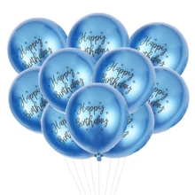 10 piezas de globos metálicos de 12 pulgadas con el mensaje "Feliz Cumpleaños", de material de látex, inflables con helio, decoración para fiesta - Multicolor - Ver 15