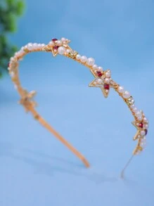 1 chiếc băng đô thời trang thanh lịch dành cho nữ, mũ đội đầu cô dâu, phụ kiện tóc công chúa cho tiệc tùng và mặc hàng ngày - Vàng - Xem 4