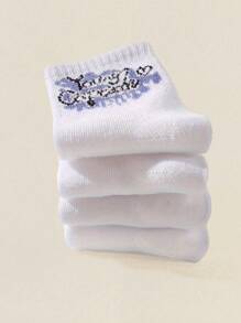 10 đôi tất thể thao trẻ em, thiết kế họa tiết đồ họa/chữ/trái tim, tất cổ cao thoáng khí, mềm mại, thoải mái và thời trang để mặc hàng ngày hoặc đi học trở lại, nhiều kiểu dáng và màu sắc - Nhiều màu - Xem 3