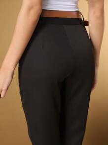 Women's Basic Straight Tailored Dress Pants - Black - View 5