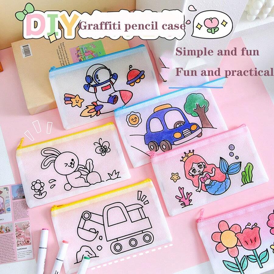 Túi Graffiti DIY cho trẻ em, Túi Graffiti bằng vải không dệt, Đồ dùng tô màu thủ công cho trẻ em trai gái, Túi Graffiti cho trẻ mới biết đi để tô màu, vẽ và đồ chơi giáo dục, Hộp đựng bút Graffiti, Túi Tote Graffiti - nhiều màu - Xem 1