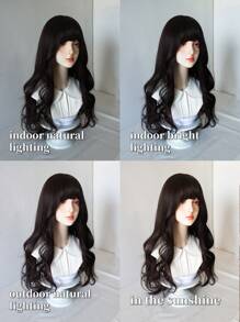 1 件合成耐热假发，颜色为玫瑰红/榛子灰棕/黑棕/亚麻金/暗粉色长卷发假发，长 26-28 英寸，由纤维制成，适合日常使用，自然逼真的假发。