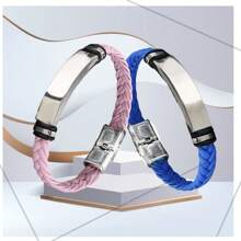 2 piezas Pulseras trenzadas personalizadas con nombres de pareja para hombres y mujeres, set de pulseras personalizadas grabadas para parejas, regalos de joyería para aniversarios, San Valentín, mejores amigos, fechas, números, iniciales, coordenadas, símbolos, hebreo