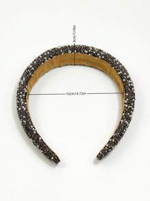 1 peça faixa de cabeça larga elástica feminina, elegante estilo coreano, acessórios de cabelo com strass e pérolas para o topo da cabeça, faixa de cabelo, tiaras de cabelo