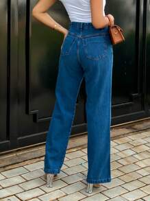 JANE FINE 9067 Women's Wide Leg Flare Jeans High Waist Wide Leg Flare Jeans 9067 - Rửa tối - Xem 2
