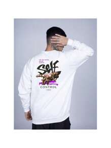 Self Control 1980 Street Wear Crew Neck Style White Flannel Sweatshirt - 白色 - 查看 4