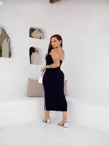 Strapless Midi Dress Christmas Midi Dress 2024 - 黑色 - 查看 3