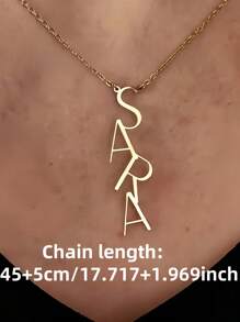 1pc Gold Gold Rose Gold Custom Personalized Stainless Steel Name Necklace - Custom Vertical Row Letters, Stylish And Simple Design, The Perfect Lady Gift Valentine's Day And Homecoming Gift Couple's Birthday Gift Christmas Gift - Multicolor - View 4