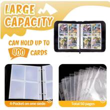 pokemon 1 opakowanie etui na segregatory na karty do gry Pokemon z koszulkami. Segregator z 4 kieszeniami, przenośny organizer na karty do kolekcjonowania, mieszczący do 400 kart standardowego rozmiaru. Etui do przenoszenia gier.