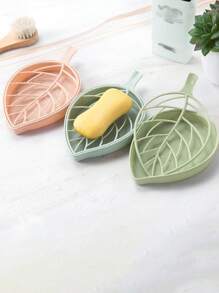 5 Pcs Leaf Design Soap Holder, Creative Bathroom Soap Tray With Drainage, Double Layer Hollowed Out Plastic Soap Box, Decorative And Practical Household Soap Container, Creative Leaf Model Soap Box Double Layer, Oval Home Bathroom Decor Summer Back To School