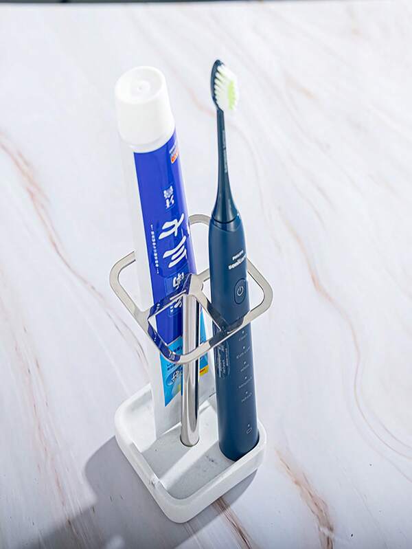 Portaspazzolino in acciaio inossidabile, organizzatore di dentifricio salvaspazio con vano portaoggetti multifunzionale per il bagno, ideale per il ritorno a scuola