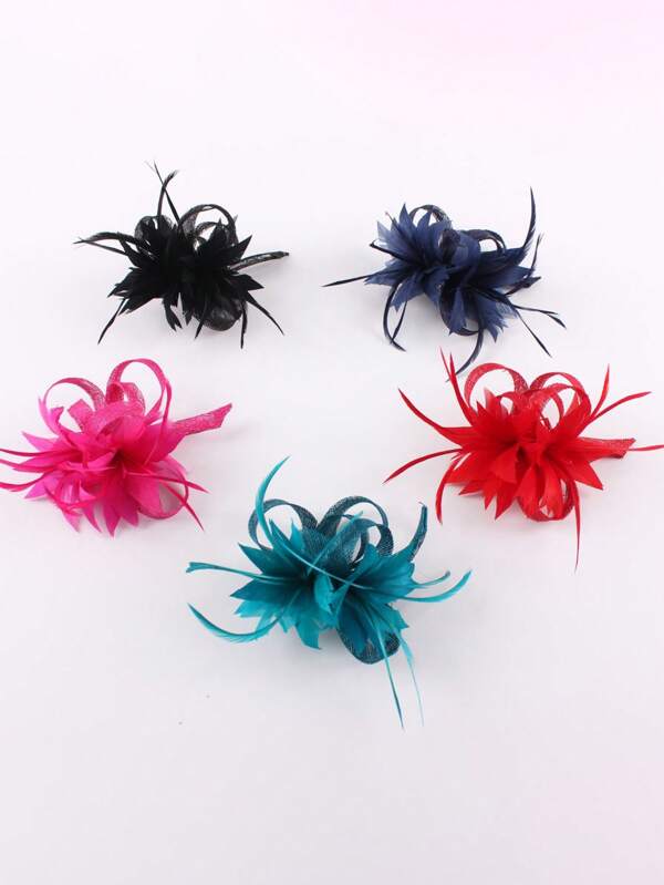 1pc Exquisite Women's Decorative Headdress Feather Bow Hair Ornament Fedora Wedding Hat Women's Derby Wedding Hat Headdress Clip-On Headdress Tea Party Hat Claw Clips Hair Claws Hair Barrettes, School Stuff