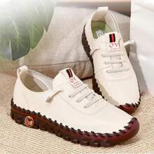 Nuevos zapatos informales para mujer, zapatos Oxford de suela suave, cómodos, mocasines, zapatos informales sin cordones para mujer, color blanco