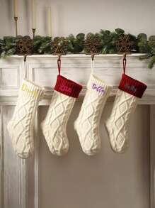1pc Personalized Embroidered Christmas Stocking, Knitted Family Socks, Christmas Decorative Socks, Essential For Christmas, Personalized Christmas Stockings With Embroidered Names, Personalized Family Christmas Ornaments For Fireplace Decor, Suitable As Christmas Gifts For Family And Friends - Multicolor - View 10