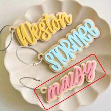 Acrylic Keychain Retro Name Tag, Customizable Acrylic Name Tag For Backpack, Diaper Bag, Lunch Box