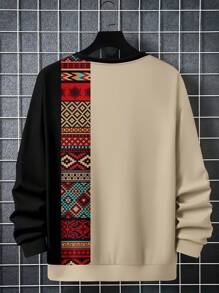 Men's Traditional Element Raglan Crew Neck Sweatshirt, Long Sleeve Top - Multicolor - View 3