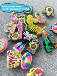 24 de bucăți Hawaii Disco Alphabet Series DIY Charms pentru breloc pantofi sandale genți de plajă, Charms pantofi PVC pentru saboți calitate premium decorațiuni populare accesorii cadouri excelente pentru Crăciun, ziua de naștere, petrecere