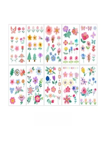10pcs Personalized Cartoon Temporary Tattoo Stickers, Cute Watch, Arm, Face Sticker, Fun Art, Waterproof, Easy To Use And Remove