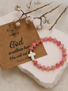 1 Vòng tay chữ thập hạt bàn tính cho nữ tuổi teen Vòng tay co giãn bằng đá pha lê chữa bệnh tự nhiên Vòng tay tôn giáo Cơ đốc Vòng tay chữa bệnh lo âu Vòng tay Cơ đốc giáo Believe Faith Quà tặng cho phụ nữ - 1 cái - Xem 12