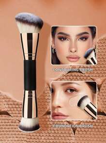 1 件装便携式双头多功能化妆刷，适用于男士和女士面部，包括粉底刷、轮廓刷、粉刷、腮红刷 - 彩色 - 查看 1