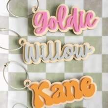 Acrylic Keychain Retro Name Tag, Customizable Acrylic Name Tag For Backpack, Diaper Bag, Lunch Box