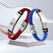 2 piezas Pulseras trenzadas personalizadas con nombres de pareja para hombres y mujeres, set de pulseras personalizadas grabadas para parejas, regalos de joyería para aniversarios, San Valentín, mejores amigos, fechas, números, iniciales, coordenadas, símbolos, hebreo