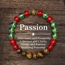 1 件虎眼石和多色串珠手工健康配件，带来财富、平静 - 男女通用珠宝礼物 - 1 - 查看 5