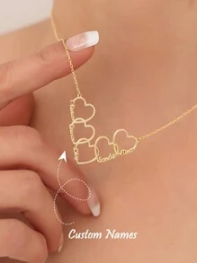 Colier personalizat cu nume în formă de inimă 1 bucată, colier personalizat cu 1-5 nume Colier de culoare auriu din oțel inoxidabil, colier cu nume personalizat, cadou de Crăciun Bijuterii simple cu nume de femei, cadou pentru ea, argintiu, elegant, colorat, de epocă, simplu, unisex, ocazional, drăguț, cadouri personalizate, , personalizate, personalizate Cadouri pentru ea, ea, iubit, iubita, tata, mama, familie, prieteni, pentru aniversari, pentru zile de nastere, pentru absolvire, pentru bal, pentru petrecere