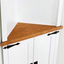 Gabinete de esquina, aparador, gabinete bar, gabinete de baño de esquina con 2 puertas y 3 estantes, gabinete de almacenamiento de esquina independiente para baño, sala de estar, dormitorio o cocina, Color: Blanco+Marrón - Blanco - Ver 11