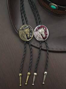 Wilder Westen BOLO Herren Bolo Krawatte - Pferdekopf handgefertigt einzigartiger Western Cowboy Leder Krawatte Herren und Damen Bekleidungszubehör Ein Stück