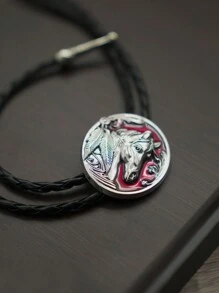 Wilder Westen BOLO Herren Bolo Krawatte - Pferdekopf handgefertigt einzigartiger Western Cowboy Leder Krawatte Herren und Damen Bekleidungszubehör Ein Stück