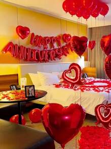Bộ 42 quả bóng bay trang trí kỷ niệm, Biểu ngữ kỷ niệm vui vẻ, Bóng bay hình trái tim, Thích hợp cho tiệc ngày lễ tình nhân, Tiệc cô dâu, Trang trí tiệc kỷ niệm - Nhiều màu - Xem 6