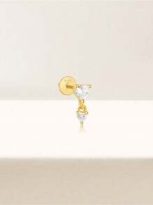 EleRunis 1 pièce Boucles d'oreilles en argent sterling 925 avec double boucle amoureuse incrusté, dos plat, pour cartilage, hélix, piercing. Bijoux raffinés pour le port quotidien, mariage, fête, fiançailles, anniversaire, Saint-Valentin