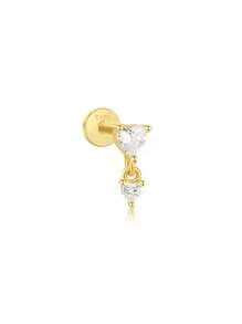 EleRunis 1 pièce Boucles d'oreilles en argent sterling 925 avec double boucle amoureuse incrusté, dos plat, pour cartilage, hélix, piercing. Bijoux raffinés pour le port quotidien, mariage, fête, fiançailles, anniversaire, Saint-Valentin