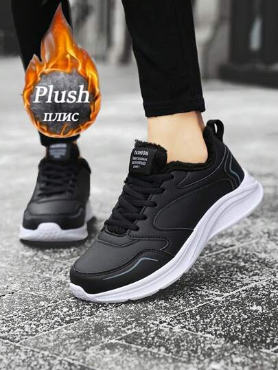 1 para wodoodpornych sportowych trampek damskich, cholewka z czarnej skóry, lekkie wygodne buty codzienne do biegania, podróżowania, lato 2025 nowe modne jednokolorowe oddychające buty sportowe, białe sznurowane antypoślizgowe buty do biegania na zewnątrz