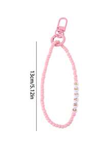 Customized Minimalist Pink Letter Beads Phone Lanyard (Comes With Phone Charm Washer), Can Customize Name, Slogan, Date, Suitable For Birthday, Anniversary, Gift-Giving, Everyday Wear