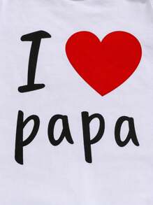 2pcs Baby's I LOVE PAPA & I LOVE MAMA Print Casual Cotton Long Sleeve Romper, Toddler & Baby Boy's Bodysuit For Fall & Winter Outdoor Play